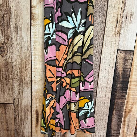 Soft Surroundings Jolyn Dress Maxi Tropical Multi Leaf Nature Medium Sleeveless - Picture 6 of 8